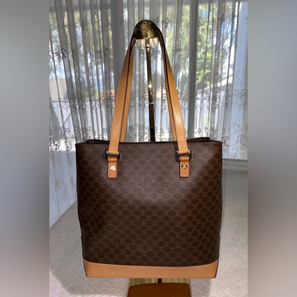 CELINE - Macadam bag - brown coated canvas with beige leather **FINAL PRICE** - Picture 3 of 16
